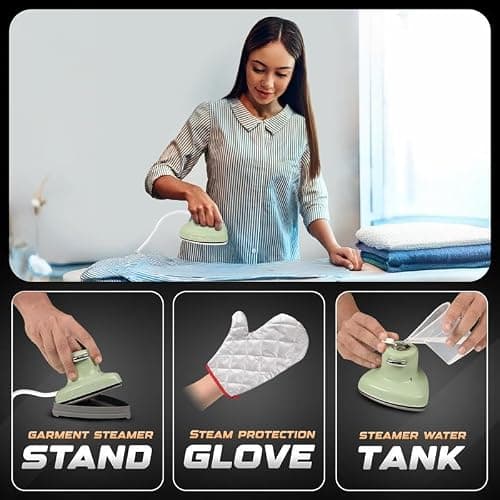 Econour Travel Mini Steam Iron for Clothes, Crafting, Quilting & Sewing - Portable Handheld Steamer With Safety Gloves and Storage Pouch — view 5