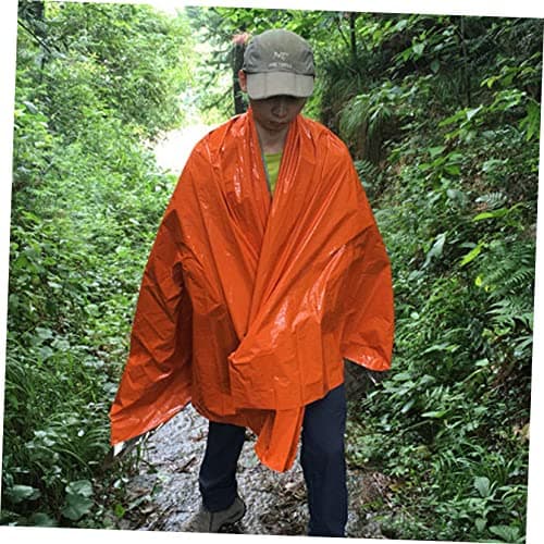 Emergency Poncho Waterproof Orange Polyester Film for Camping Hiking — view 3