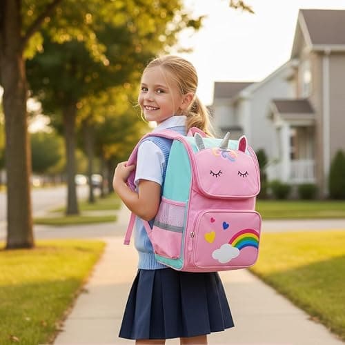 Tusundong Unicorn backpack for girls,School bags for girls,Kids school bag,Cute pink bags for girl,Kids Bookbag for Elementary,Children's backpacks — view 3