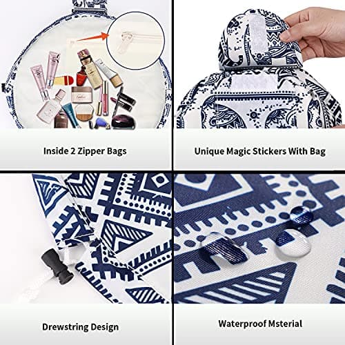 Vavabox Lazy Drawstring Makeup Bag, Flat Lay Cosmetic Bags (Elephant) — view 5
