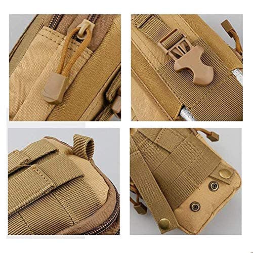 ZhaoCo Multi-Purpose Poly Tool Holder, Tactical Molle EDC Pouch Utility Gadget Belt Waist Bag with Cell Phone Holster for Sports Hiking Camping - Khaki — view 5