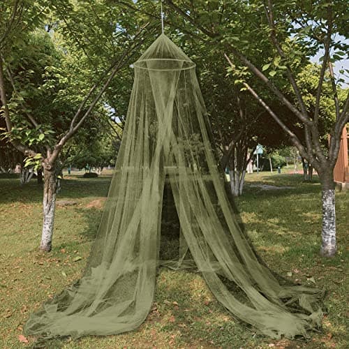 Moonlove Mosquito Net Bed Hanging Olive Army Green Military Mesh Net for Large Dome Canopy Round Lace for Punch Free Installation Bed Insect Fly Mosquito Protection Canopy for Travel Home Camping — view 6
