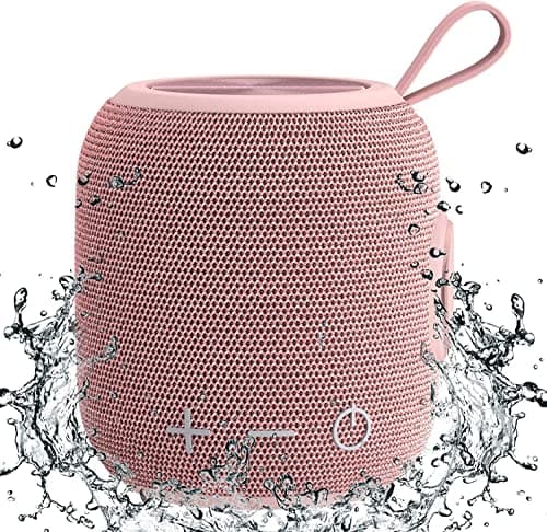 FIGMASU Bluetooth Speaker Portable Bluetooth 5.0 Dual Pairing Wireless Speakers Mini,360 HD Surround Sound & Rich Stereo Bass,IPX7 Waterproof for Travel,Pool and Outdoor(Pink)