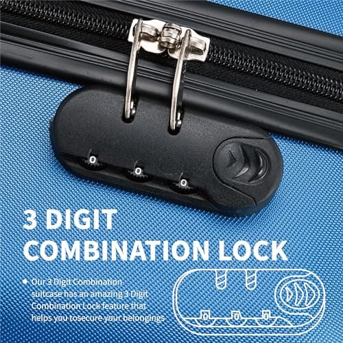 FLYMAX 29" Large Suitcase 4 Wheel Lightweight Luggage Hard Shell Travel Case Hold Check in Fits 23kg - 27kg + 3 Digit Lock Suitcase Large + Telescopic Handle 103 Litre Capacity — view 6