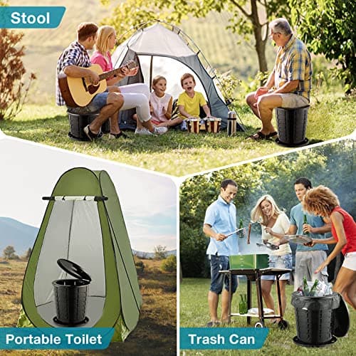 TRIPTIPS Upgrade Retractable Portable Toilet Foldable Height Adjustable Travel Toilet for Car Camping Toilet Portable Potty for Adults and Kids, Portable Toilet for Camping, XL Size (Black-13'') — view 6