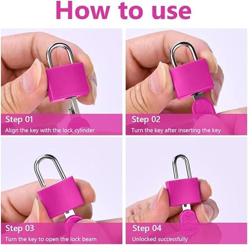 Flintronic 4Pack Suitcase Lock with Key, Small Padlock Luggage Lock Travel Lock Backpack Lock, Color Metal Padlock with Key, Small Padlock for Travel Backpack Play Fitness — view 6
