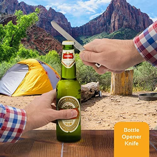 Milestone Camping 65660 4-in-1 Camping Utensils Set / Contains Fork, Knife, Spoon / Built-In Bottle Opener Included / Stainless Steel Material / Storage Lock System, Silver — view 6