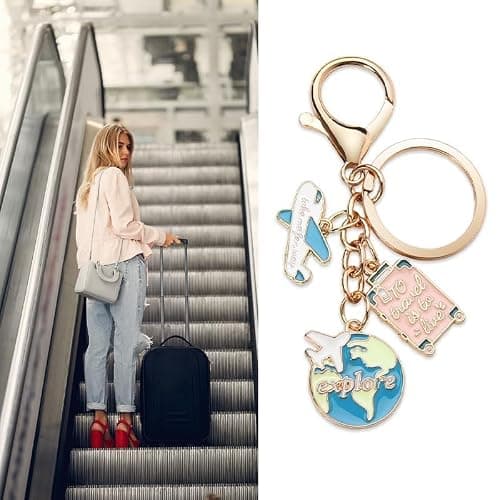 BENBER Enamel Safe Trip Keychain for Travel Accessories for Women Men Cute Graduation Gifts Adventure Keychain for Keys Purse Handbag,Travel Gift for Women Adventurers Birthday Graduation — view 6