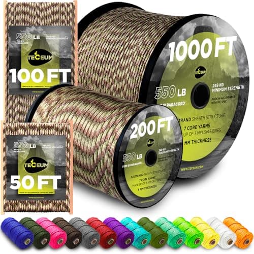 TECEUM Paracord Rope Type III 550 – Tactical MIL-SPEC – Outdoor Para Cord