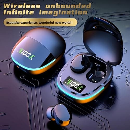 HOGKMOHK Wireless Earbuds, Earphones Bluetooth 5.3, Touch Control Noise Reduction Headphones for Work/Sport,HiFi Digital LED Display Charging Case, IP7 Waterproof Mini Ear Buds — view 3