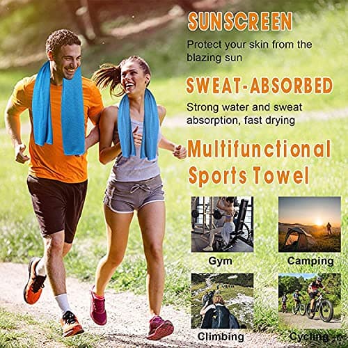SZELAM Cooling Towel - 8 Pack, Soft & Breathable, Microfiber for Sports, Fitness & Outdoors (40"x12") - 2 Green, 2 Lake Blue, 2 Blue, 2 Dark Blue — view 5
