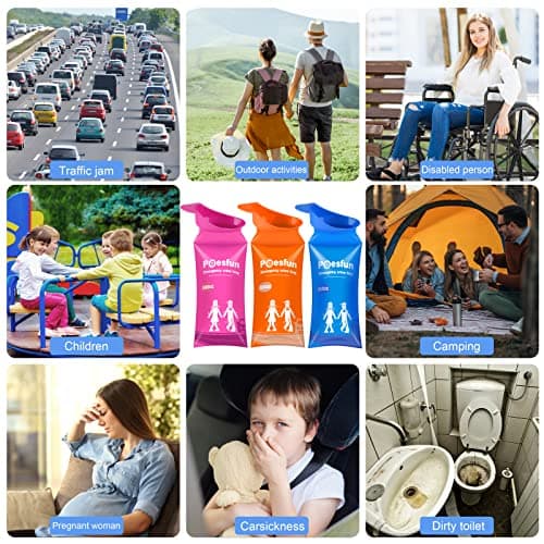 12-Pack Disposable Urinal Bags with The Large Open,900ml Portable Toilet Pee Bags,Emergency Bag Vomit bags for travel Portable and Camping Toilet for Men,Women,Pregnant,Patient,Kids, and Traffic Jam — view 2
