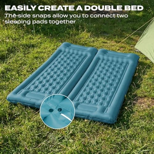 Inflatable Camping Sleeping Pad with Built-in Foot Pump 12cm Thick Waterproof & Tear-Resistant 50D Nylon Mattress Portable, Compact Air Mat for Backpacking, Hiking, Tents,Peacock Blue,195 X 72 X 12 CM — view 6