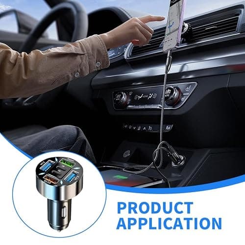 2 Pack 66W USB C Car Charger Adapter, 6 Port Car USB Charger, Fast Charging Car Phone Charger Cigarette Lighter USB Charger for Multiple Devices — view 6