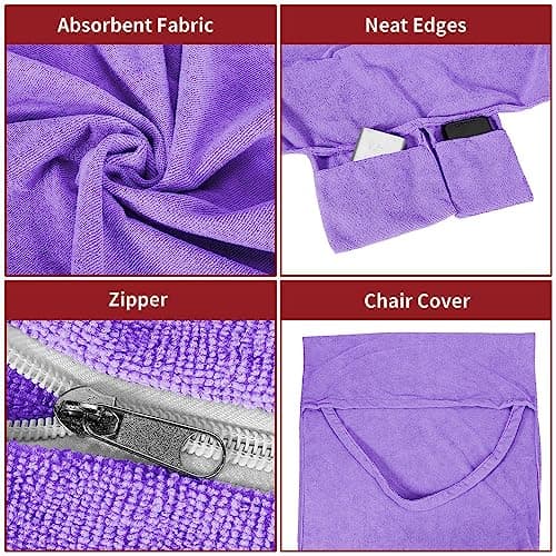 Vinsani Sun Lounger Beach Towel with Pockets, Soft & Quick Dry, Purple — view 5