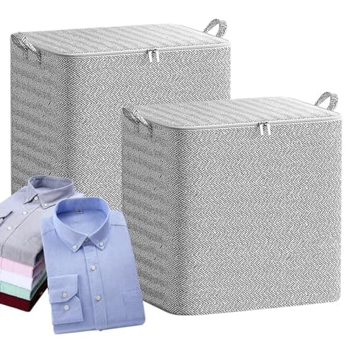 2er Pack Storage Bags Foldable with Zipper and Handle Closet Space Saver Stackable Bins Containers Moving Boxes Organizer for Clothes Outdoor Bedding Blankets Pillows Quilt Suitcase (110L)