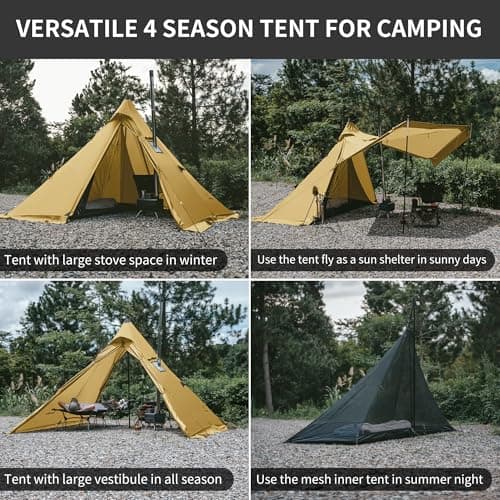 Naturehike Fire Tent 2-6 Person Thermal Warm Pyramid Indian 4-season Tent with Stove Windproof and Waterproof suitable for Winter Camping Tents for Winter Travel and Heating — view 5