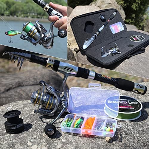 Fishing Pole Fishing Rod and Reel Combos,Carbon Fiber Telescopic Fishing Rod-Spinning Reel 13 +1 BB with Suitcase Fishing Kit Fishing Rod Kit ( Bundles : 2.4m 5000 KITS , Color : Rod reel full kits ) — view 6