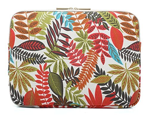 KAYOND Forest Series Pattern Water-resistant 14 inch Canvas laptop sleeve with pocket for 14 inch 14.1 inch laptop case Macbook Pro 15.4 A1707 A1990 (14-14.1 inch, white) — view 4