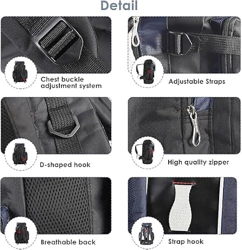 LN COZY CORNER 100L Internal Frame Backpack, Waterproof Hiking Camping Backpack, Large Capacity Travel Rucksack with Adjustable Straps & Breathable Back Support for Trekking — view 5