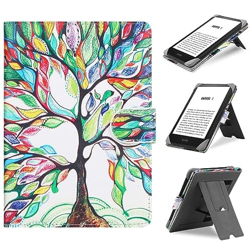 HoYiXi Universal Case for 6-6.8 Inch Pocketbook/Tolino/Sony E-Book Reader 6.8 Inch Kindle Paperwhite/6 Inch Kindle 2022 & 2019/Kobo Clara HD/Kobo Clara 2E Case Cover with Stand, Tree