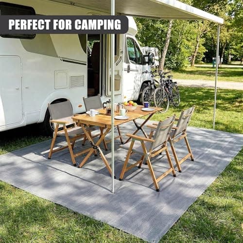 GEEZY Breathable Camping Floor Mat Awning Carpet - 250x300cm Grey Tent Groundsheet for Caravan, Motorhome & Gazebo - 140gsm UV Stabilised, Easy Clean Outdoor Rug with 4 Pegs Included — view 3