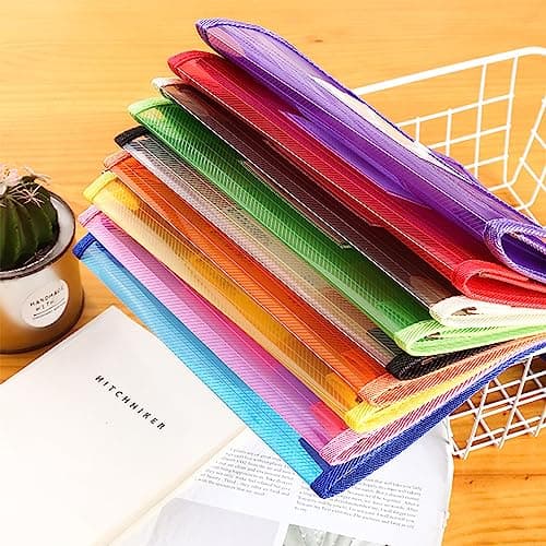 7 Pack A4 Plastic Wallets, Waterproof Popper Wallet Plastic Document Folder Premium Pockets Files Envelope for School Office Home, with Snap Closure, Large Capacity — view 5