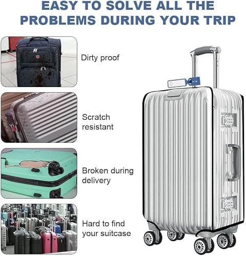 DIYJEP Clear Suitcase Cover Protectors with Luggage Tag(26in) — view 6