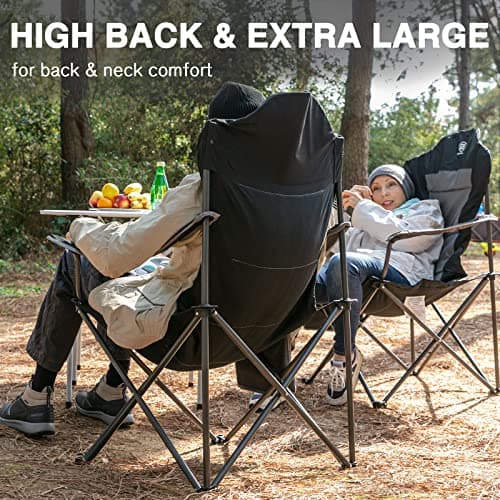 EVER ADVANCED Camping Chairs for Adults Heavy Duty Up to 160kg Black 2pcs — view 4