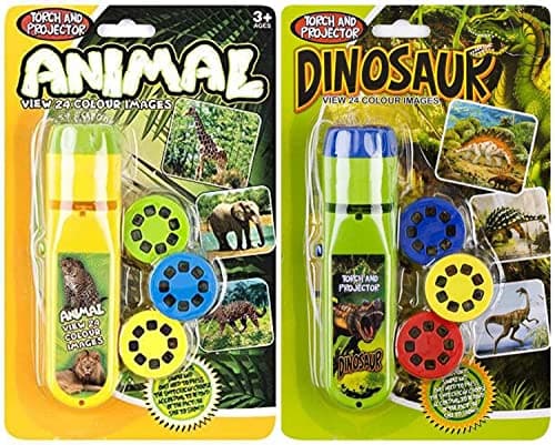 Georgie Porgy Children Projector Toys Educational Science Set Wall Ceiling Tent Torch Flashlight for Kids Gifts for Boys Girls (Dinosaur + Animal)