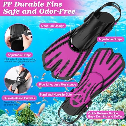 Snorkeling Gear for Adults,3 in 1 Snorkel Set with Panoramic View Diving Mask Anti-Fog Anti-Leak,Dry Top Snorkel,Fins and Travel Bag for Swimming,Snorkeling and Travel Diving — view 6