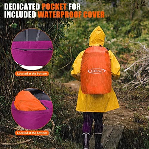 G4Free 35L Waterproof Hiking Backpack Outdoor Rucksack Trekking Daypack for Camping Hiking Backpacking Climbing with Rain Cover — view 6