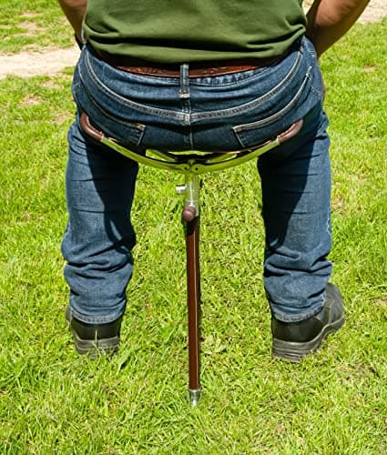 Simply Unearthed Premium Leather Seat Shooting Stick - Height Adjustable Walking Stick for Hard and Soft Ground in Town and Country — view 2