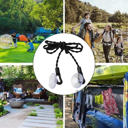 Travel Washing Line 2 Pcs, Camping Clothes Line Windproof Suction Hooks — view 6