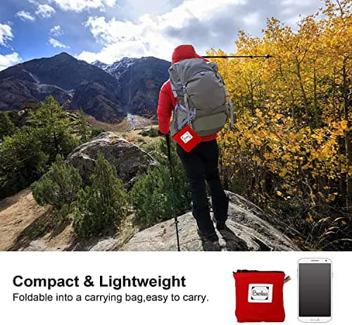 BeiLan Mini Pocket Picnic Blanket Durable Lightweight Waterproof Sand Proof Beach Camping Travel Mat Foldable Thin Ground Sheet for Outdoors Activities (70 * 110cm, Black & Red) — view 6