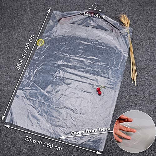 RINTATI 50 Pcs Plastic Garment Bags Set 35.4inch Lightweight Clear Dry Cleaning Laundrette Hanging Clothes Dust Protector Covers for Closet Clothes Storage. — view 3