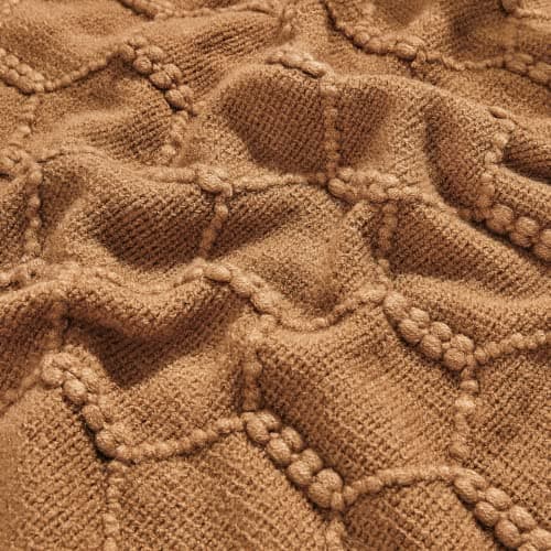 KASYLAN Diamond Knitted Throw Blanket for Sofa Couch, 127x152cm Almond — view 4