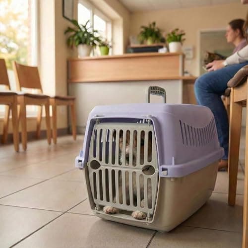 URBNLIVING Transportini Pet Carrier Travel Crate for Cats & Small Dogs | Portable Lightweight Cage with Ventilation | Pastel Design - Large - purple — view 2