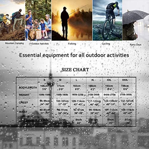 Waterproof Jacket and Trouser Suit Set for Men/Women, Ultra-Lite Waterproof Raincoat Windproof Hooded Rainsuit Rain Gear(Black X-Large) — view 5