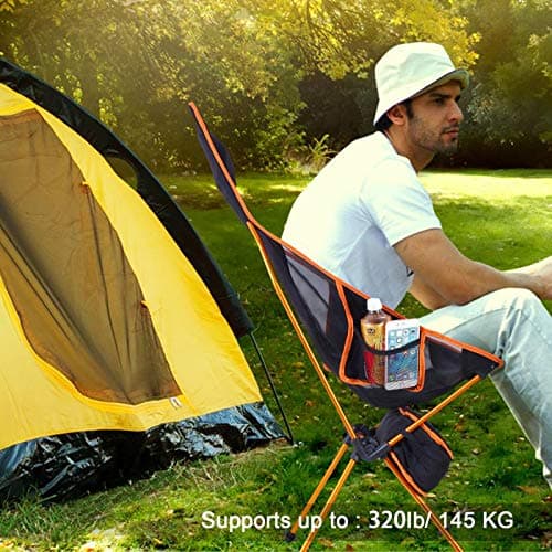URPRO Outdoor Camping Chair Portable Lightweight Folding Camp Chairs with Headrest & 2-sided Pocket High Back for Outdoor Backpacking Hiking Fishing Travel Picnic — view 2