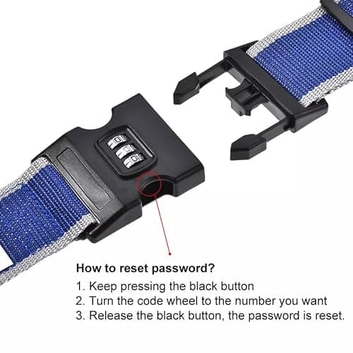 StoneMaxi Adjustable Luggage Straps With Locks 3 Digit Combination Lock Multi-Colour Travel Suitcase Straps Security Password Lock Travel Accessories Suitcase Belt (Blue - Grey) — view 5