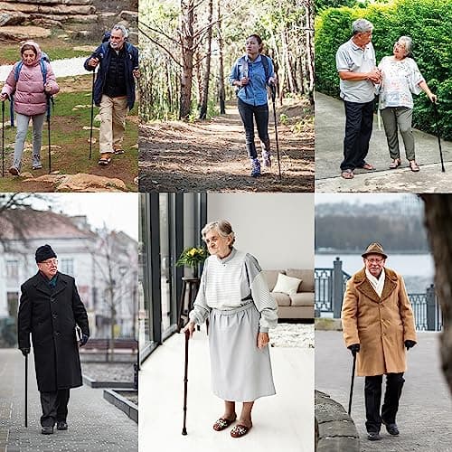 LZZAZ® Walking Stick, Adjustable Height Folding Walking Sticks for Men, Aluminum Walking Sticks for Women & Disability Aids, (Black) — view 5