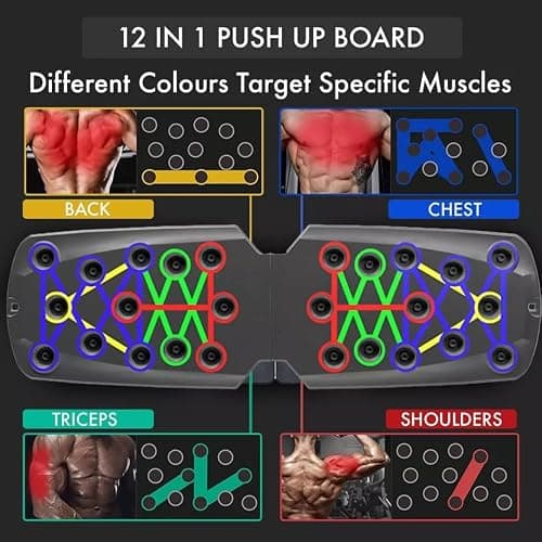 Push Up Board with Resistance Bands – 20 in 1 Foldable Press Up Board, Portable Home Workout Equipment for Men & Women, Fitness Gym Equipment, Pushup Bars, Strength Training, Gym Gift — view 3