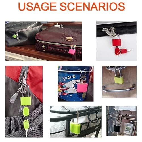 Suitcase Locks, Luggage Locks, Suitcase Locks with Keys, Multicolor Small Padlocks for Travel Suitcases Luggage Bag Case,Metal Travel Padlocks for Luggage Lock Backpack,Gym,Locker (Red) — view 3