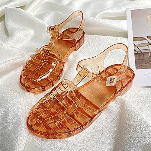 Womens Casual Slip On Summer Holiday Beach Jelly Sandals Clear Glitter Jelly Sandal For Woman Fashion Waterproof Flat Sandals Shoes Outdoor Sport Shoes For Walking, Travelling, Poolside — view 3