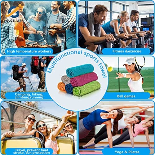 GUGELIVES [6 Pack Cooling Towel, Ice Sports Towel, Cool Towel for Instant Cooling,for Yoga, Travel, Golf, Gym,Camping, Fitness, Running, Workout & More Activities (35"x12") — view 5