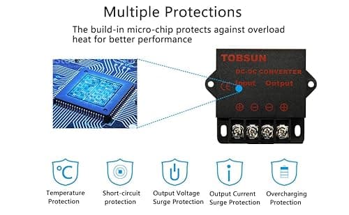 DC 24V to 12V 10A Step Down Converter, 120W Power Buck Voltage Regulator - Compact Transformer Module for Car, Truck, RV Electronics — view 4