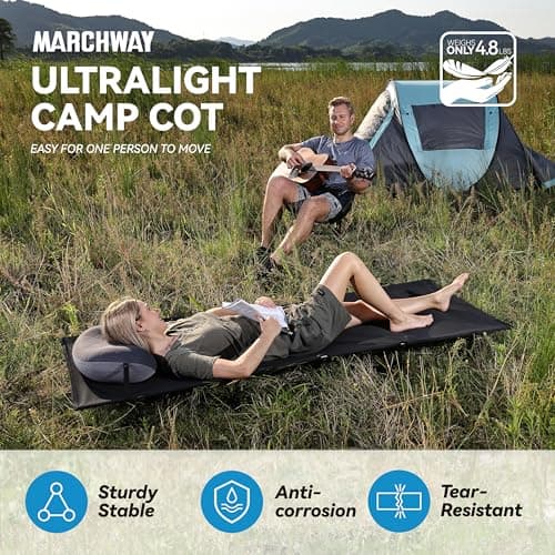 MARCHWAY Ultralight Folding Tent Camping Cot Bed, Portable Compact for Outdoor Travel, Base Camp, Hiking, Mountaineering, Lightweight Backpacking (Black) — view 2