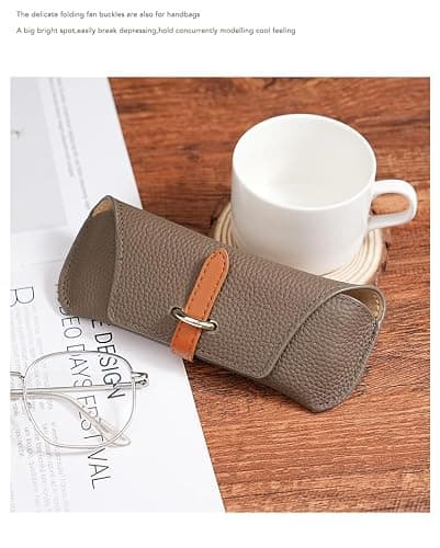 PengLAI Slim Leather Glasses Case for Women & Men - Soft PU Leather Glasses Case with Hard Shell Protection, Compact Sunglasses Case for Travel, Gift — view 5