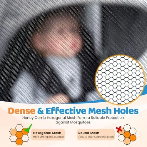 Mosquito Net for Pram, Universal, Black-Side-by-Side — view 2